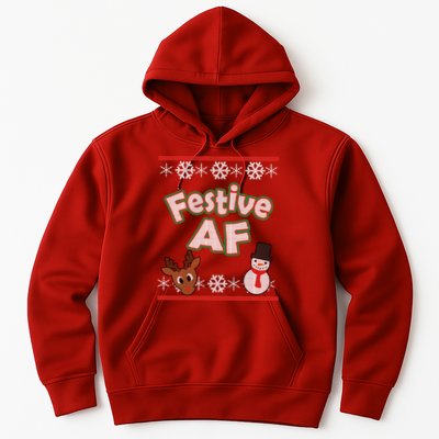 Festive AF Ugly Christmas Sweater Hoodie