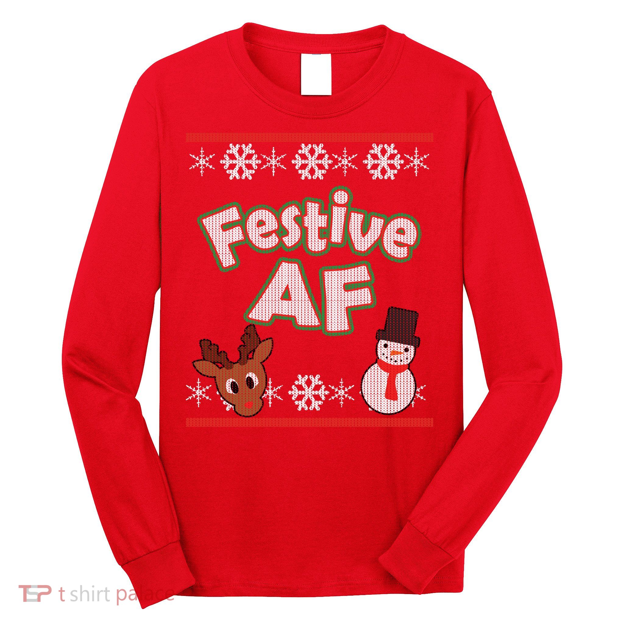 Festive AF Ugly Christmas Sweater Long Sleeve Shirt