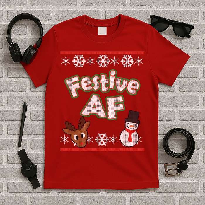 Festive AF Ugly Christmas Sweater T-Shirt