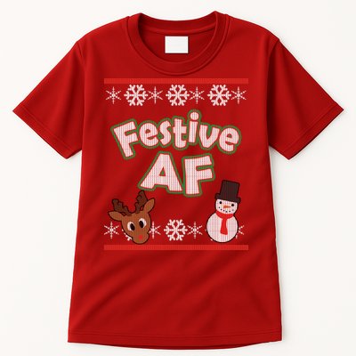 Festive AF Ugly Christmas Sweater Tall T-Shirt