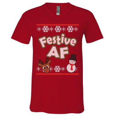 Festive AF Ugly Christmas Sweater V-Neck T-Shirt