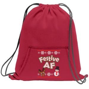 Festive AF Ugly Christmas Sweater Sweatshirt Cinch Pack Bag