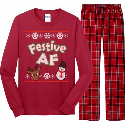 Festive AF Ugly Christmas Sweater Long Sleeve Pajama Set