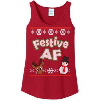 Festive AF Ugly Christmas Sweater Ladies Essential Tank