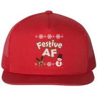 Festive AF Ugly Christmas Sweater Flat Bill Trucker Hat