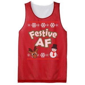 Festive AF Ugly Christmas Sweater Mesh Reversible Basketball Jersey Tank