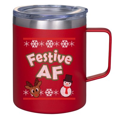 Festive AF Ugly Christmas Sweater 12oz Stainless Steel Coffee Mug