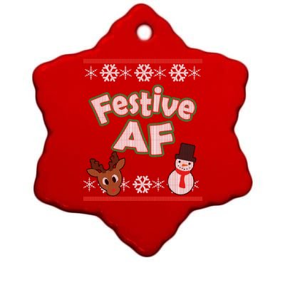 Festive AF Ugly Christmas Sweater Ceramic Star Ornament