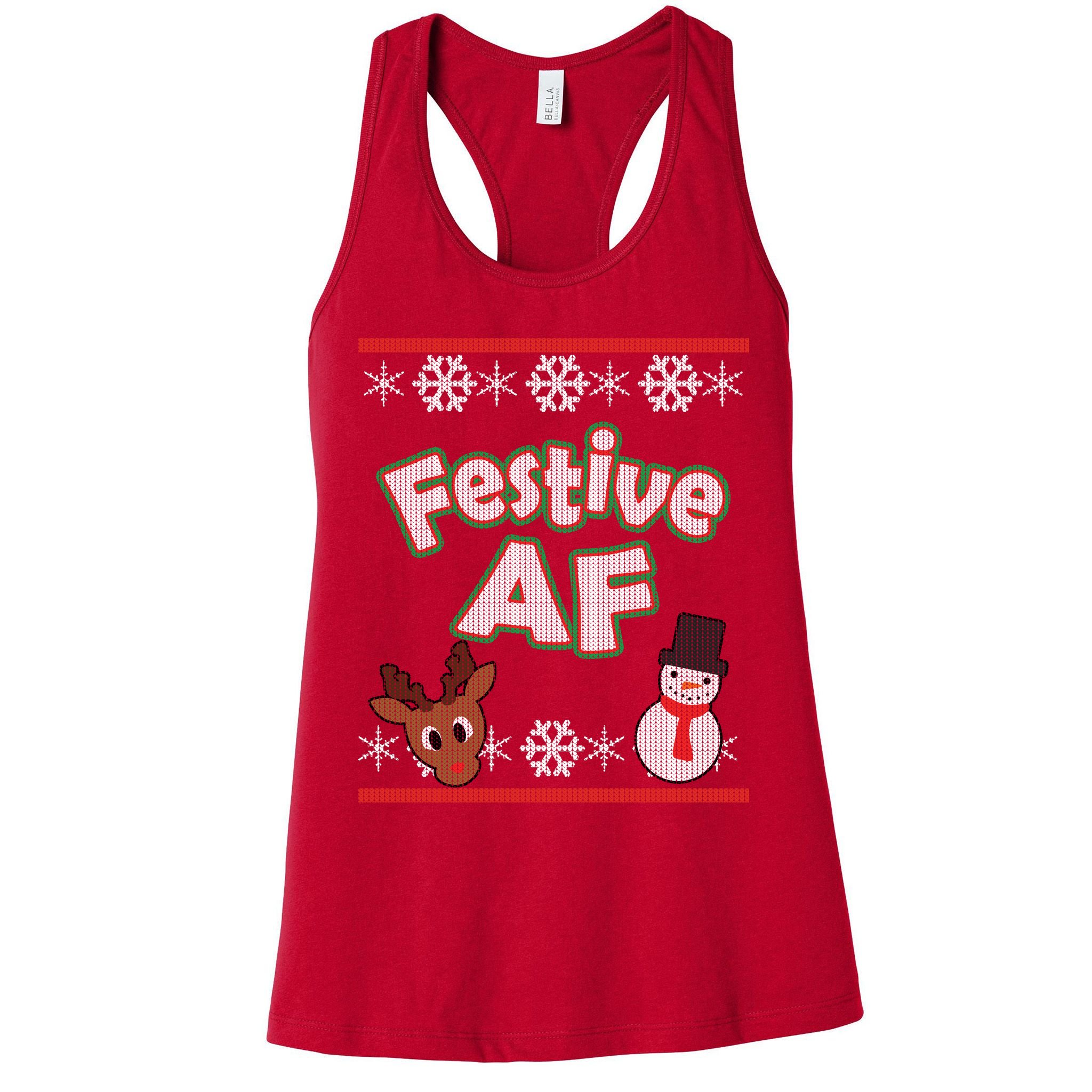 Festive AF Ugly Christmas Sweater Womens Tank Top