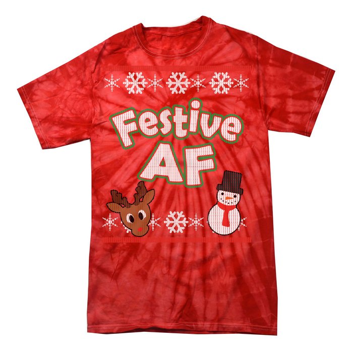 Festive AF Ugly Christmas Sweater Tie-Dye T-Shirt