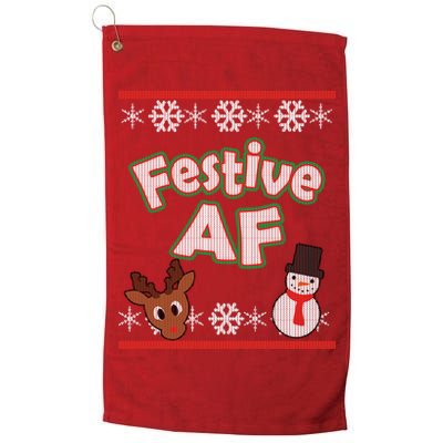 Festive AF Ugly Christmas Sweater Golf Towel