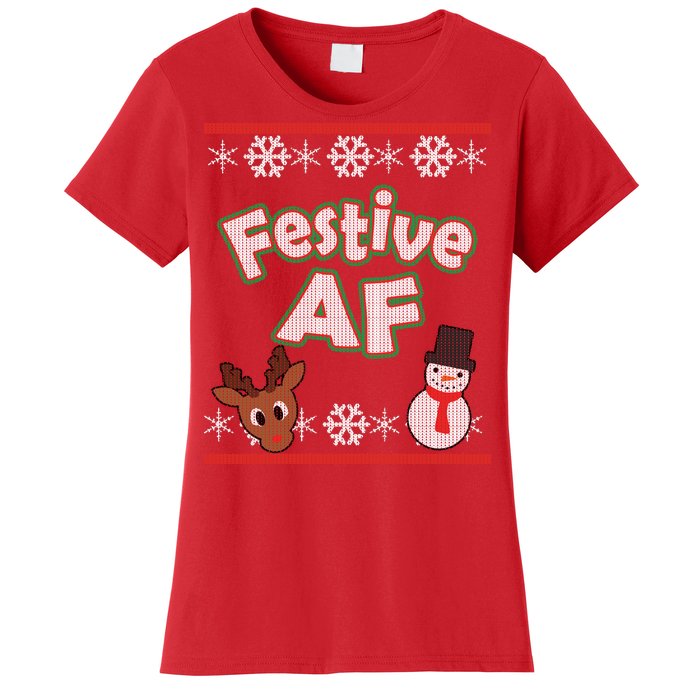 Festive AF Ugly Christmas Sweater Women's T-Shirt