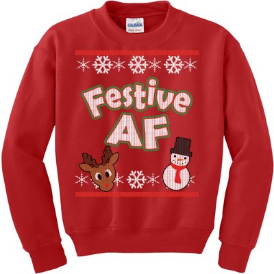 Festive AF Ugly Christmas Sweater Kids Sweatshirt