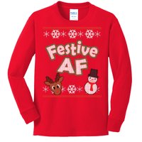 Festive AF Ugly Christmas Sweater Kids Long Sleeve Shirt