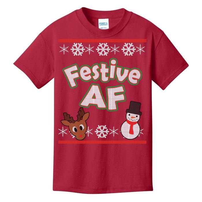 Festive AF Ugly Christmas Sweater Kids T-Shirt