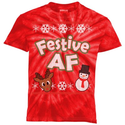 Festive AF Ugly Christmas Sweater Kids Tie-Dye T-Shirt