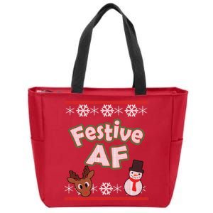 Festive AF Ugly Christmas Sweater Zip Tote Bag