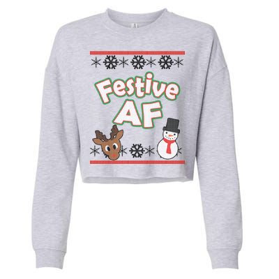 Festive AF Ugly Christmas Sweater Cropped Pullover Crew