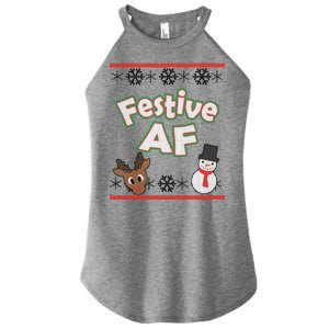 Festive AF Ugly Christmas Sweater Women's Perfect Tri Rocker Tank