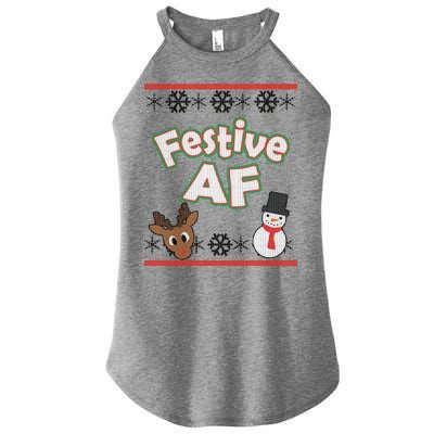 Festive AF Ugly Christmas Sweater Women’s Perfect Tri Rocker Tank