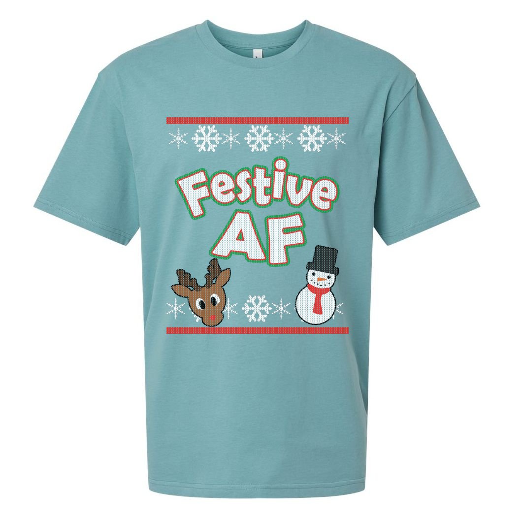 Festive AF Ugly Christmas Sweater Sueded Cloud Jersey T-Shirt