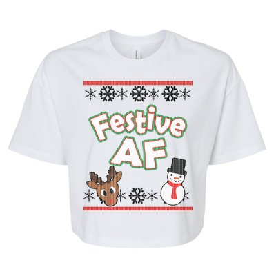 Festive AF Ugly Christmas Sweater Bella+Canvas Jersey Crop Tee