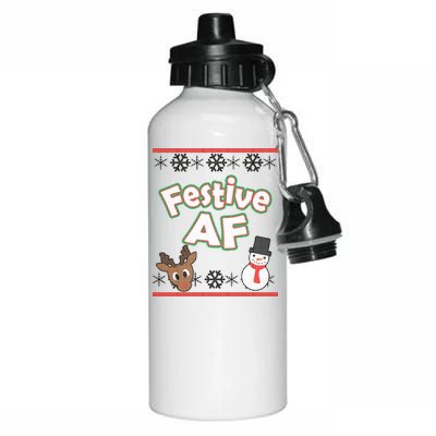 Festive AF Ugly Christmas Sweater Aluminum Water Bottle