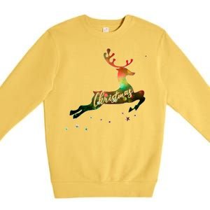 Festive Christmas Leaping Reindeer Premium Crewneck Sweatshirt