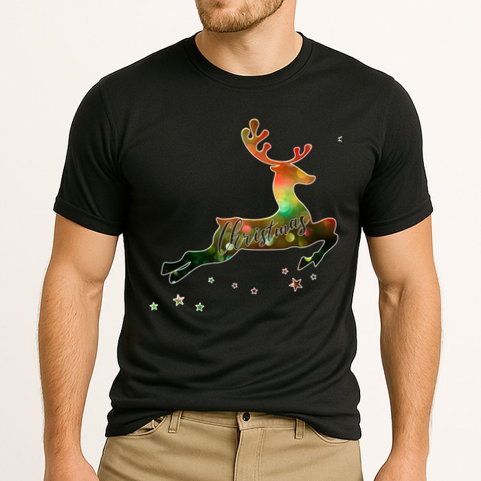 Festive Christmas Leaping Reindeer Cooling Performance Crew T-Shirt