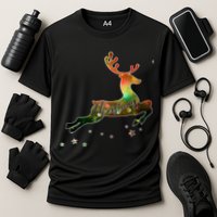 Festive Christmas Leaping Reindeer Cooling Performance Crew T-Shirt