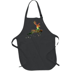 Festive Christmas Leaping Reindeer Full-Length Apron With Pockets