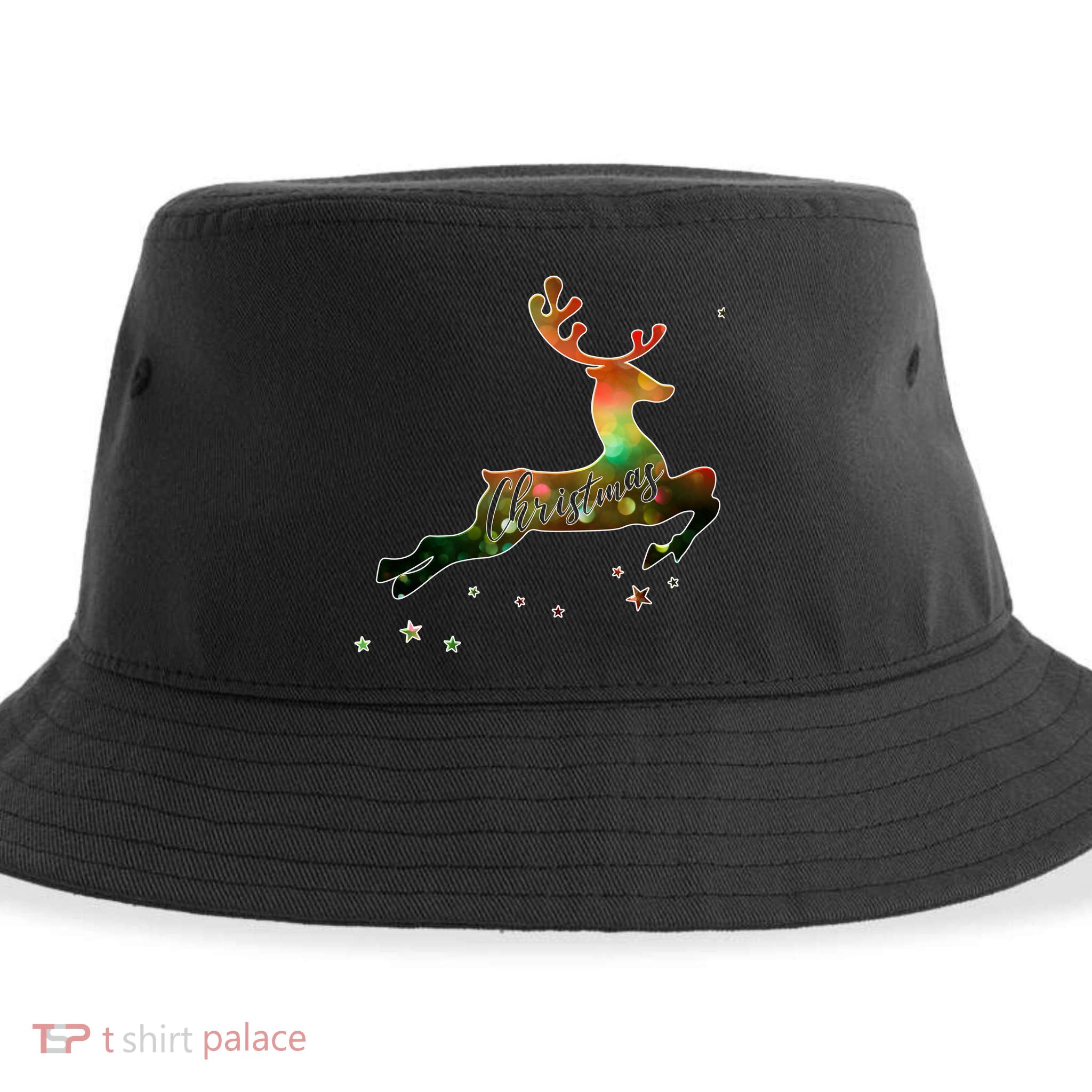 Festive Christmas Leaping Reindeer Sustainable Bucket Hat