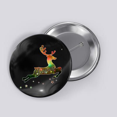Festive Christmas Leaping Reindeer Button