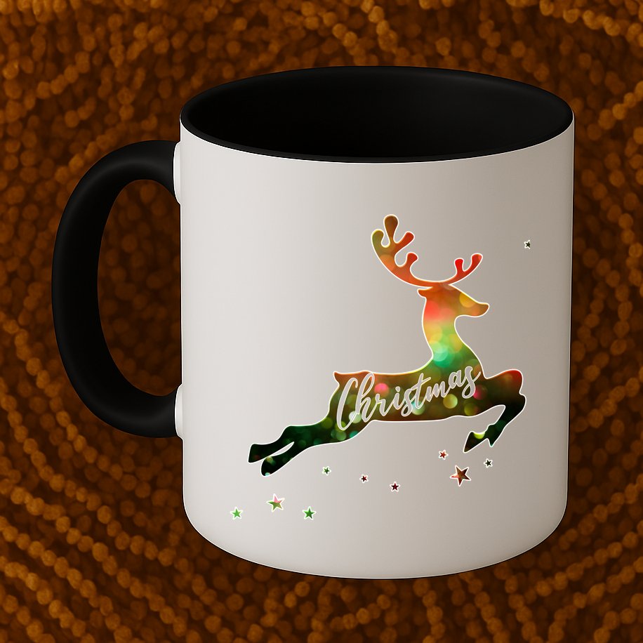 Festive Christmas Leaping Reindeer Mug