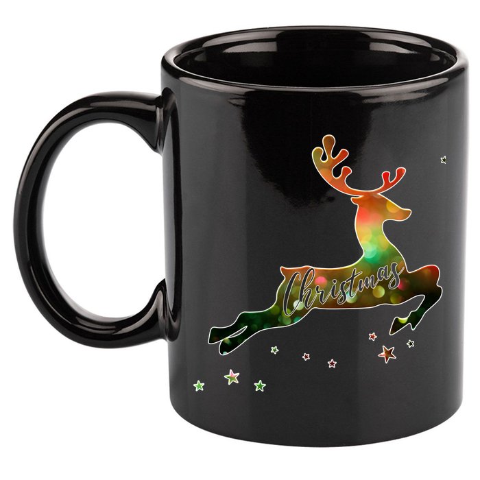 Festive Christmas Leaping Reindeer 11oz C Handle Ceramic Mug