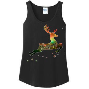 Festive Christmas Leaping Reindeer Ladies Essential Tank