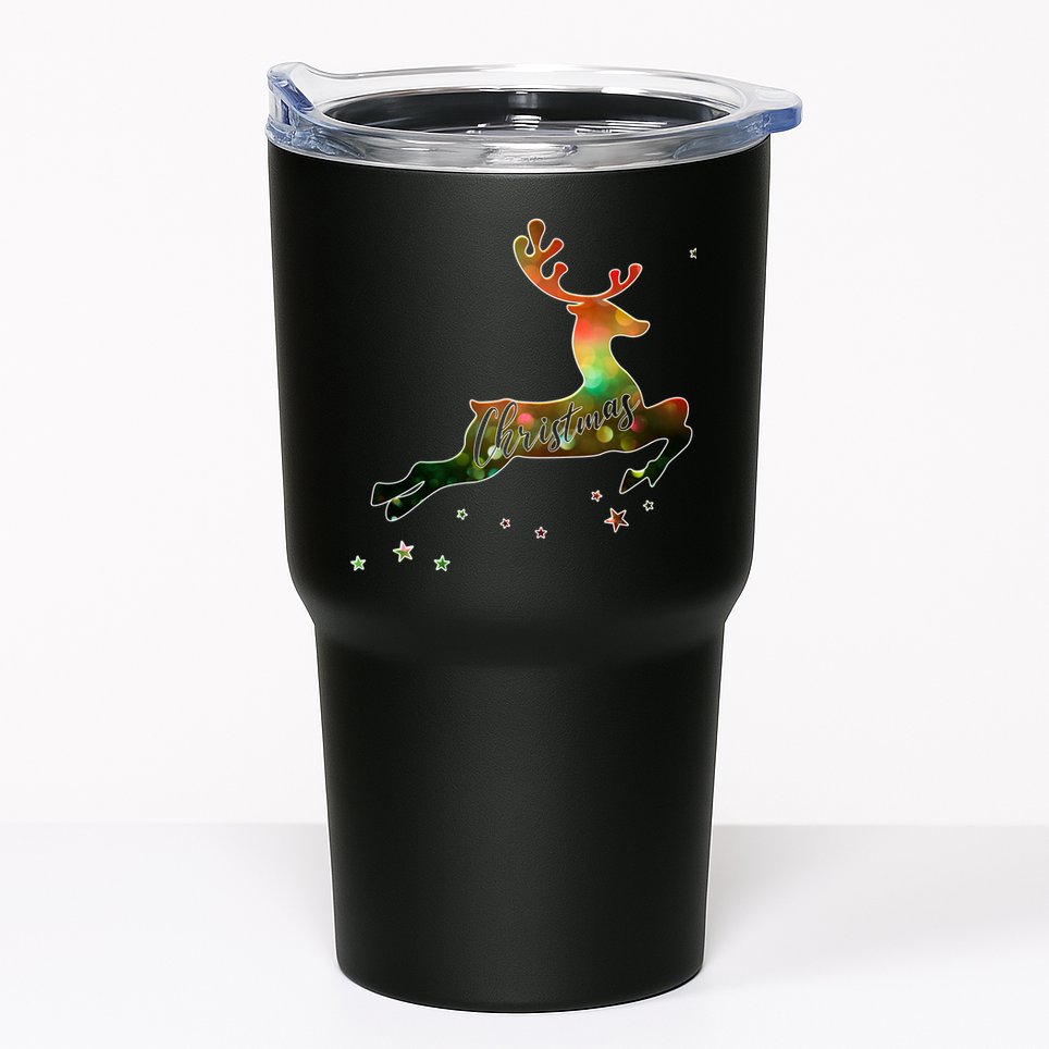Festive Christmas Leaping Reindeer Tumbler