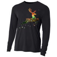 Festive Christmas Leaping Reindeer Cooling Performance Long Sleeve Crew