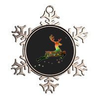 Festive Christmas Leaping Reindeer Metallic Star Ornament