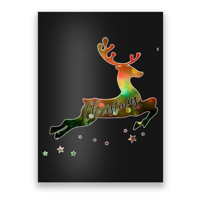 Festive Christmas Leaping Reindeer Poster