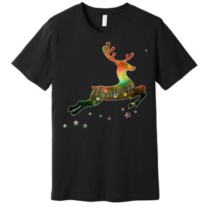 Festive Christmas Leaping Reindeer Premium T-Shirt