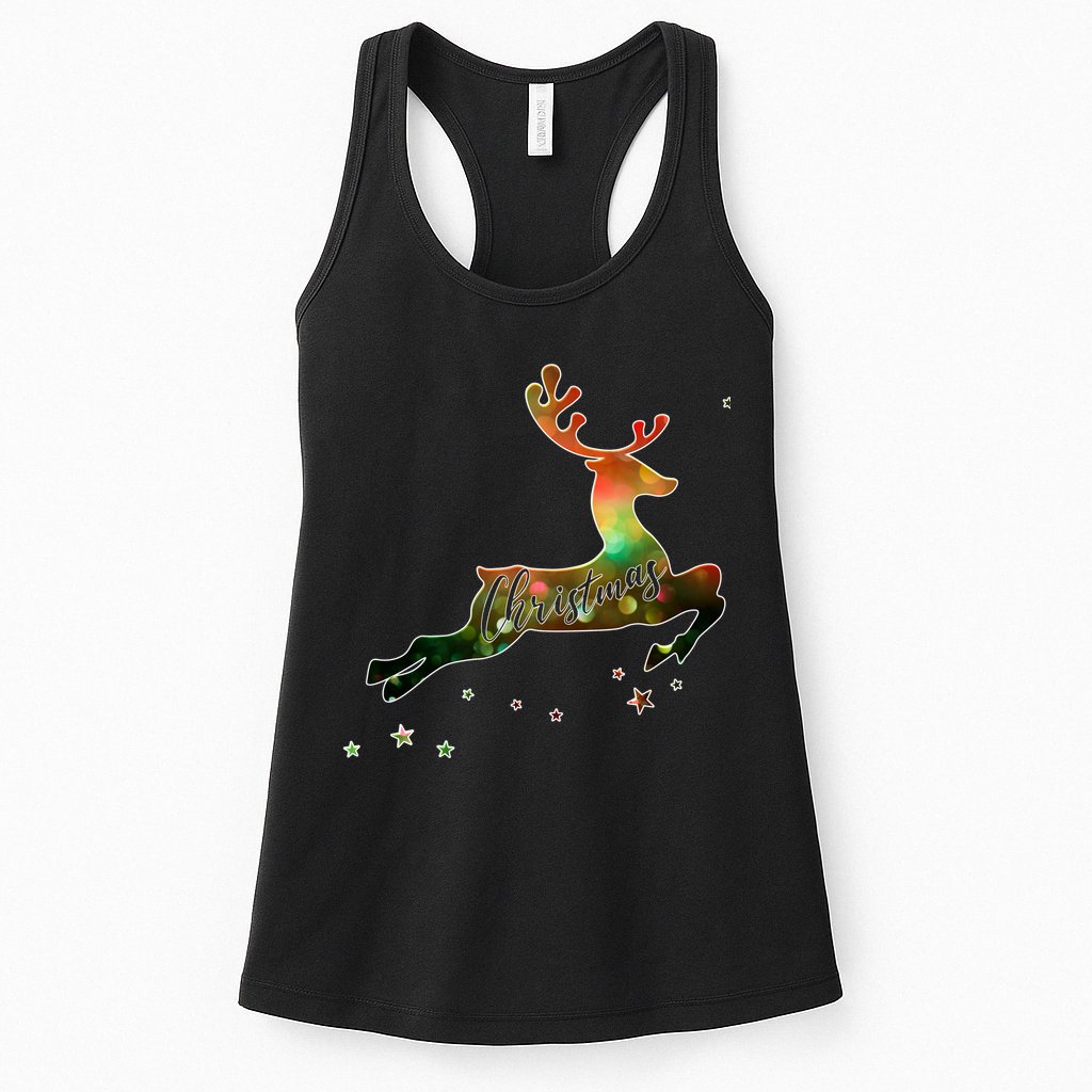 Festive Christmas Leaping Reindeer Womens Tank Top