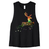 Festive Christmas Leaping Reindeer Women's Racerback Cropped Tank