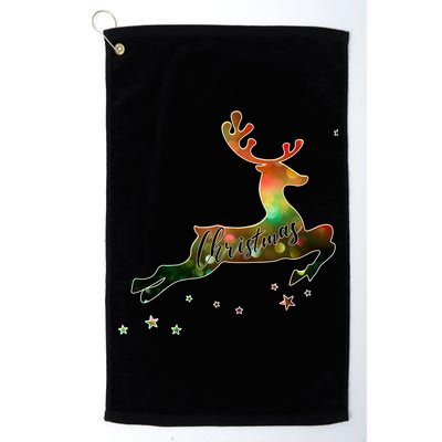 Festive Christmas Leaping Reindeer Golf Towel