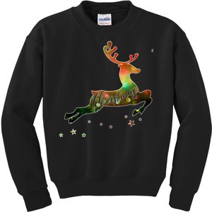 Festive Christmas Leaping Reindeer Kids Sweatshirt