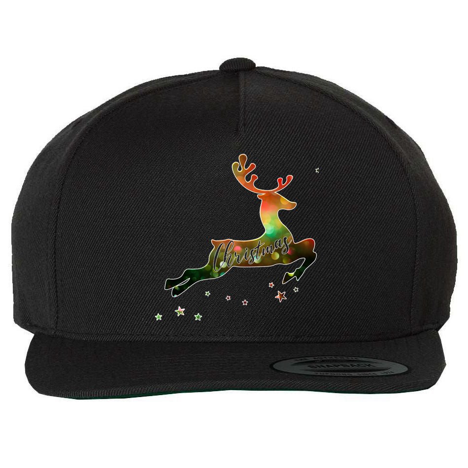 Festive Christmas Leaping Reindeer Wool Snapback Cap