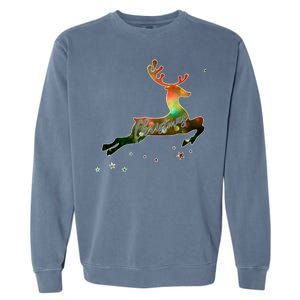 Festive Christmas Leaping Reindeer Garment-Dyed Sweatshirt