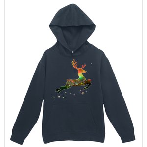 Festive Christmas Leaping Reindeer Urban Pullover Hoodie