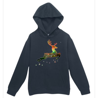 Festive Christmas Leaping Reindeer Urban Pullover Hoodie