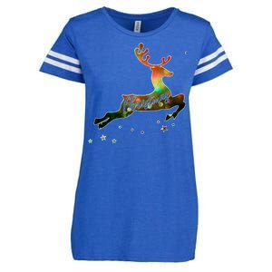 Festive Christmas Leaping Reindeer Enza Ladies Jersey Football T-Shirt